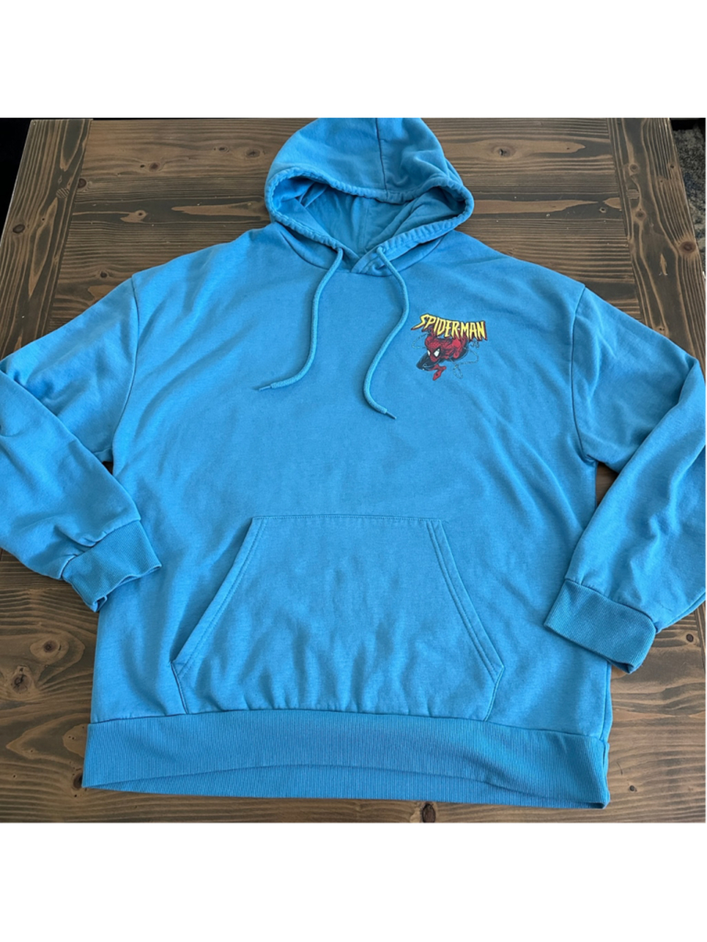 Men's Aeropostale Marvel Spider-Man Hoodie Size L Blue Red Comic Book Graphic